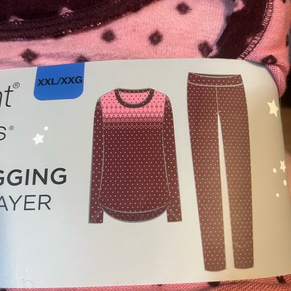 Cuddl Duds Pink and Purple Crew Neck and Legging Set - Picture 5 of 5